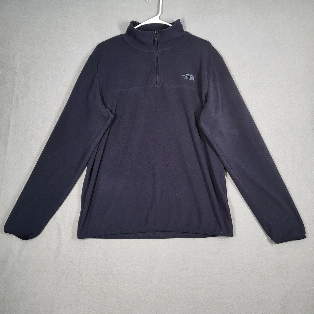 The North Face Sweatshirt Men's L Navy Blue Fleece 1/4 Zip Mock Neck Outdoor Cas
